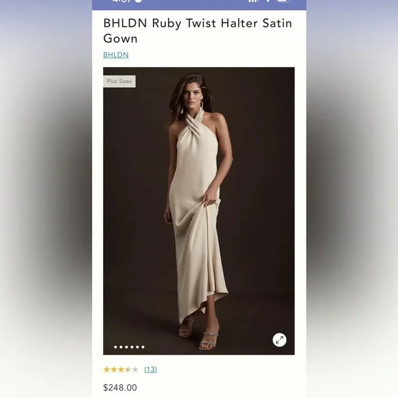bhldn ruby satin charmeuse dress BHLDN Ruby Satin Charmeuse Dress